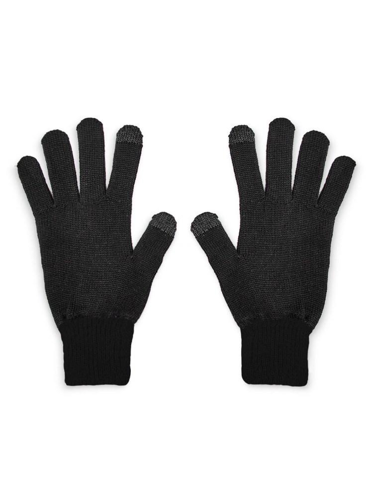 Black & Grey Touch Screen Friendly Merino Wool Gloves | Women